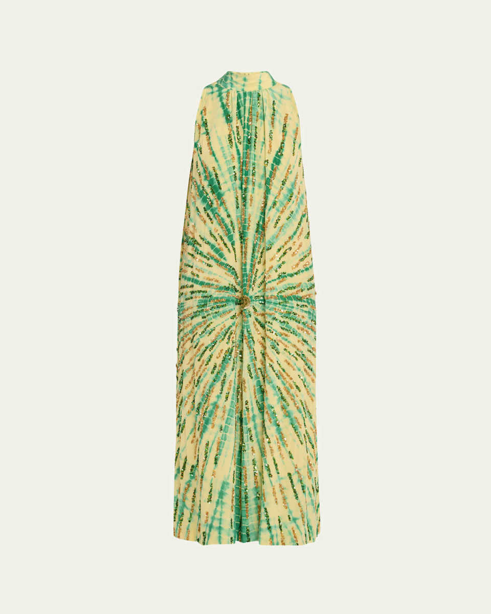 Hand-Beaded Tie-Dye Sunrise Gown